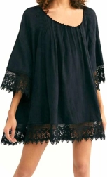 Bq49a tunika plażowe pareo narzutka czarna