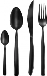 Luksusowy czarny zestaw sztućców ze stali nierdzewnej dla 6 osób, 24‑elementowy ORION Black Luxury
