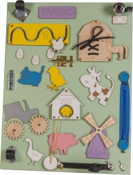 Drewniana dwustronna aktywna tablica Farma zielona 28 x 37,5 x 50 cm