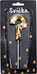Złota świeczka imprezowa w kształcie znaku zapytania