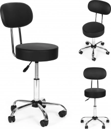 Obrotowy stołek z oparciem, regulowany wysokościowo, czarny MODERNHOME