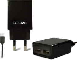 Ładowarka sieciowa BELINE 2× USB + USB‑C 2 A czarna