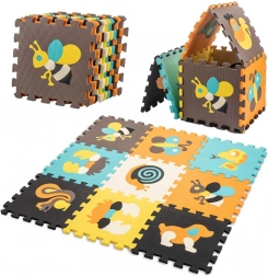 Piankowa edukacyjna mata puzzle zwierzątka 85 × 85 cm, 9 elementów