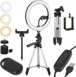 Lampa LED pierścieniowa ze statywem