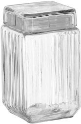 Kwadratowy szklany pojemnik 1,7 l ze szklaną pokrywką