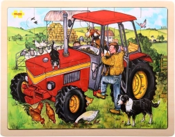 Drewniane puzzle traktor 24 elementów BIGJIGS TOYS