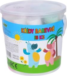 Kolorowe kredy chodnikowe w wiaderku, 15 szt.