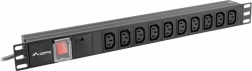 Listwa PDU rackowa 19" 1U, 10x IEC C13, wejście C14, 2 m, 10A, czarna