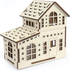 Magia drewna duży domek – bliźniak z świeczką LED