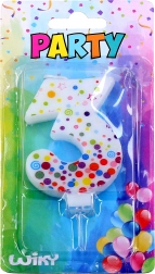 Świeczka urodzinowa numer 3 w kropki