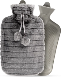 Termofor z szarym pluszowym pokrowcem 2 l