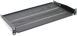 Półka do szafy rack 19" 1U, 483 × 250 mm, czarna, perforowana