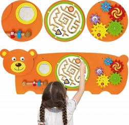 Viga drewniana montessoriańska tablica sensoryczna Miś z certyfikatem FSC