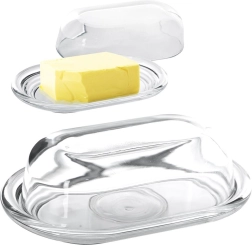 Szklany pojemnik na masło z pokrywką