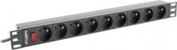 listwa zasilająca rackowa PDU 19" 1U 16A, 9 gniazd FR, 230 V, kabel 3 m, czarna