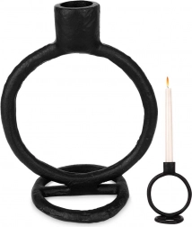 Aluminiowy świecznik na wysoką świecę, czarny, 15 cm