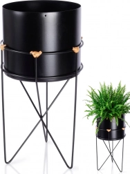 Metalowa osłonka na kwiaty na stojaku, czarna 17 × 31,5 cm