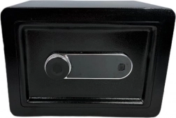Biurkowy sejf z panelem dotykowym i kluczem, stalowy, czarny