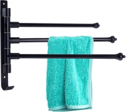 Obrotowy aluminiowy wieszak łazienkowy na ręczniki, czarny, 30 cm