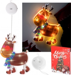 Zawieszana dekoracja LED na okno – renifer z przyssawką