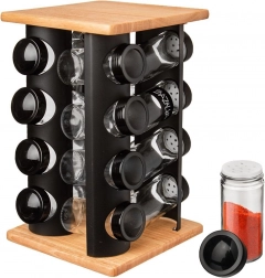 Obrotowy stojak na przyprawy z 16 słoiczkami Black