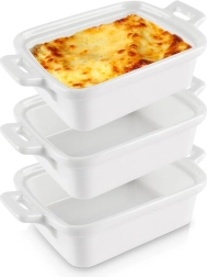 Białe porcelanowe naczynia do zapiekania 160 ml, zestaw 3 szt.