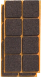 Filcowe samoprzylepne podkładki pod meble 25 × 25 mm, brązowe (16 szt.)