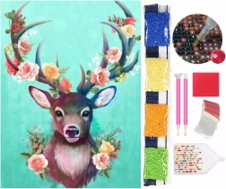Malowanie diamentowe 5D – jeleń 30 × 40 cm