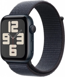 Zegarki Apple Watch SE GPS, 44 mm obudowa z aluminium w kolorze nocnym z niebieskim sportowym paskiem