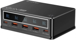 Biurkowa ładowarka BlitzWolf 110 W z PD, 3× USB‑A i 2× USB‑C, czarna