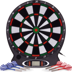Elektroniczna tarcza do darta z LCD, 38 cm, 18 gier, zestaw z 6 lotkami