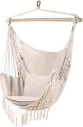 Wiszący brazylijski fotel z poduszkami Gardlov – Beżowy