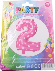 Nadmuchiwany balonik cyfra 1 z serduszkami – Różowy