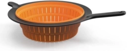Składany durszlak z silikonu/plastiku, 29 cm, czarny/pomarańczowy