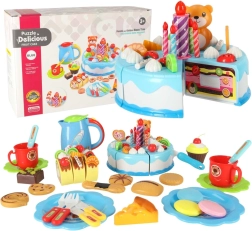 Urodzinowy tort do krojenia z rzepem, zestaw 80‑elementowy – niebieski