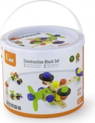 Drewniany zestaw konstrukcyjny w wiaderku, 48 elementów (3+)