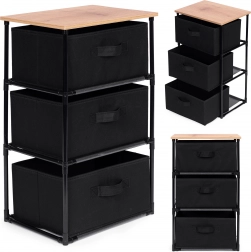 Trzypoziomowy tekstylny regał do przechowywania, kolor czarny, ModernHome