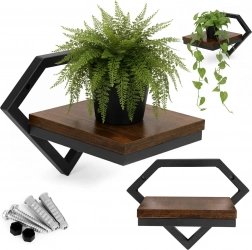 Wisząca półka ścienna na rośliny loft ModernHome – diamentowa rama