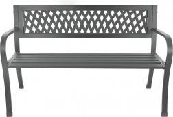 Ogrodowa metalowa ławka z oparciem, grafitowa