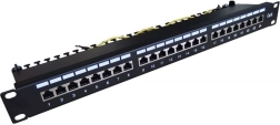 Panel krosowniczy 19'' 24x RJ45 kat.6, czarny
