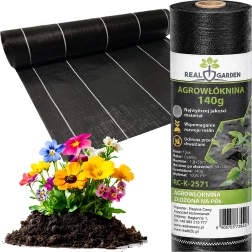 Czarna agrotkanina UV przeciw chwastom 140 g/m² 1,6 × 50 m