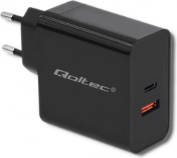 Ładowarka Qoltec 63W z USB-C PD i USB QC 3.0 czarna