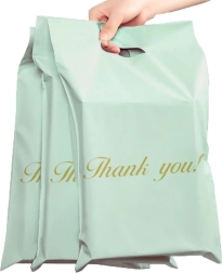 Miętowe koperty kurierskie z uchwytem 500 × 600 + 70 mm, 50 szt. – Thank you