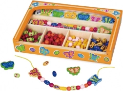 Drewniany zestaw koralików do nawlekania