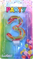 Świeczka urodzinowa cyfra 3 w paski