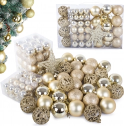 Zestaw 100 ozdób świątecznych ze złotymi gwiazdami