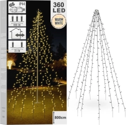 Świąteczne oświetlenie łańcuchowe 360 LED na maszt