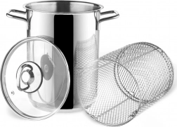 Garnek ze stali nierdzewnej do szparagów i makaronu z koszem i szklaną pokrywką ANETT 16 cm, 4,2 l