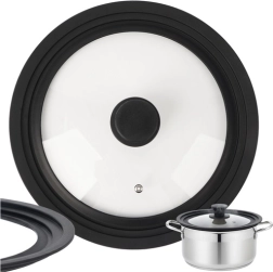 Uniwersalna szklana pokrywka 3 w 1 RUHHY 24/26/28 cm z silikonowym rantem