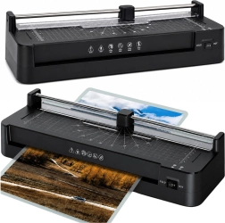 Laminator A3 3w1 z gilotyną i funkcją laminowania na gorąco/na zimno, czarny